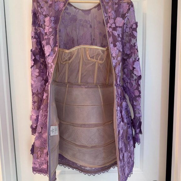 NWOT Bronx and Banco BOUQUET MARAYA LILAC LONG SLEEVE MINI DRESS - Picture 8 of 11